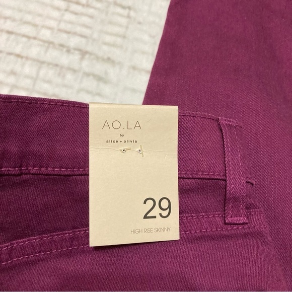 AO.LA by Alice + Olivia high rise skinny jeans in purple (currant) Size 29 NWT - Picture 8 of 16